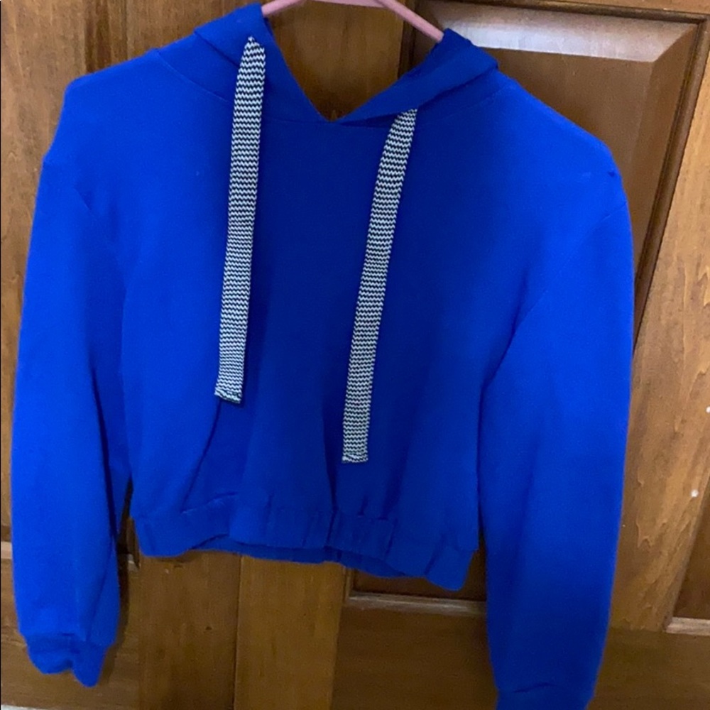 blue cropped sweatshirt